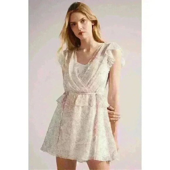 NEW! Ted Baker Women's 0 Evelyna Coral-Print Ruffle Mini Dress NWT $295 - Picture 3 of 6